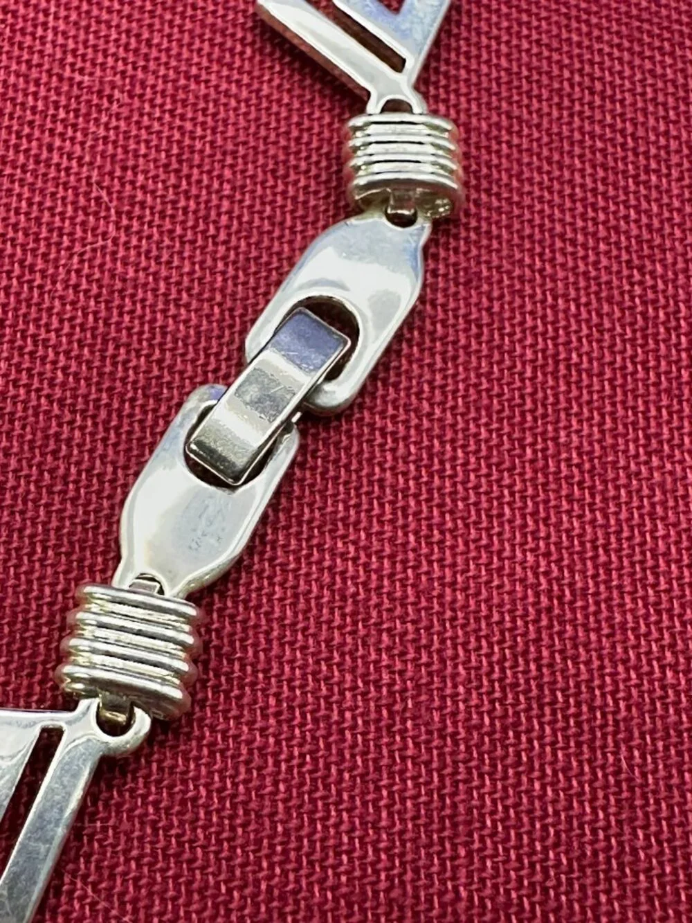 Sterling Silver Rhombus Greek Key Link Bracelet